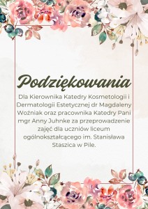 Podziękowania za organizację VI edycji Warsztatów dla Uczniów Szkół Ponadpodstawowych. Kliknij, aby powiększyć zdjęcie.